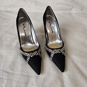 Nina Black Heels with Sparkling Embellishments